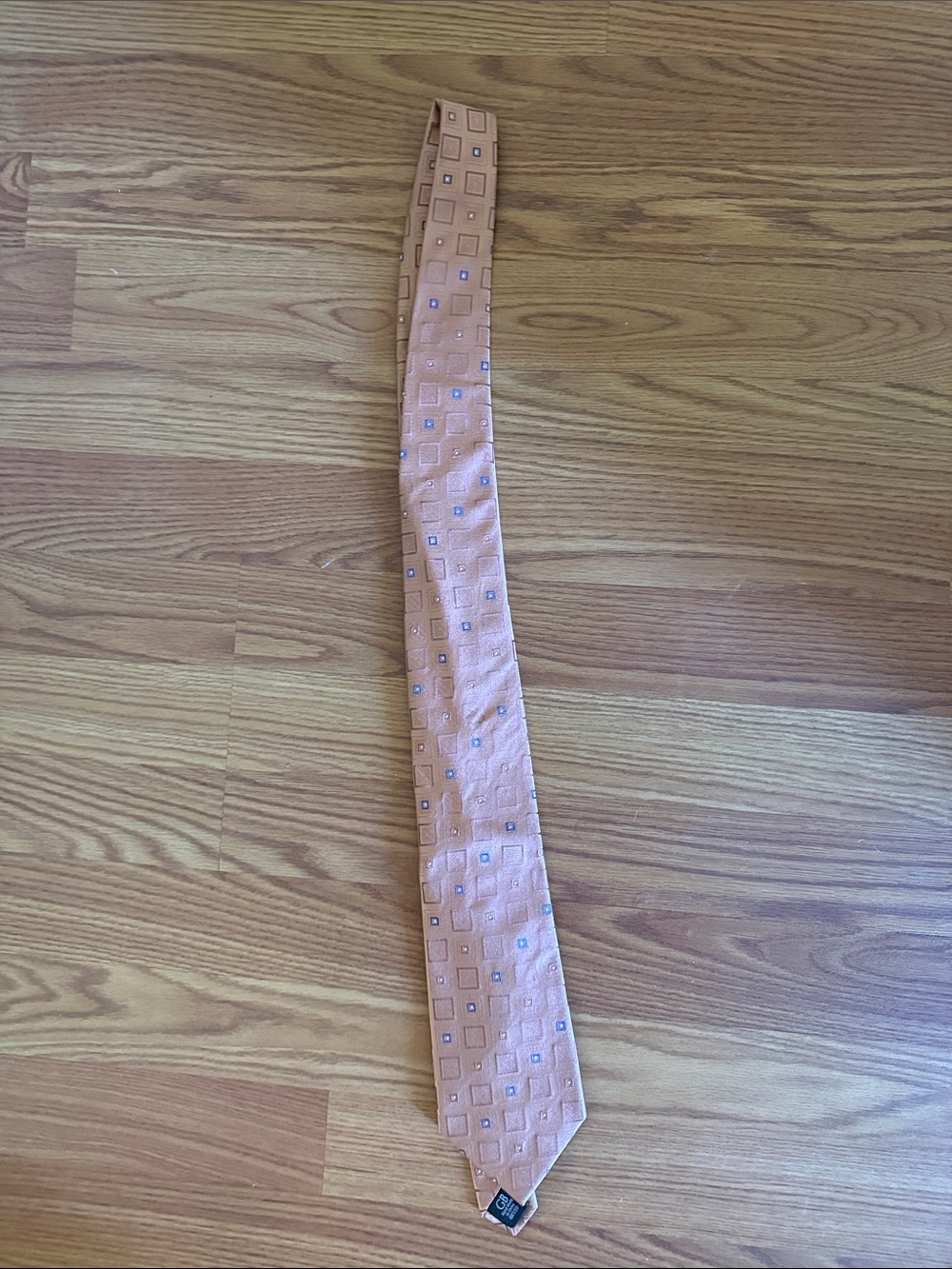 Geoffrey Beene Peach Orange Geometric Silk Tie